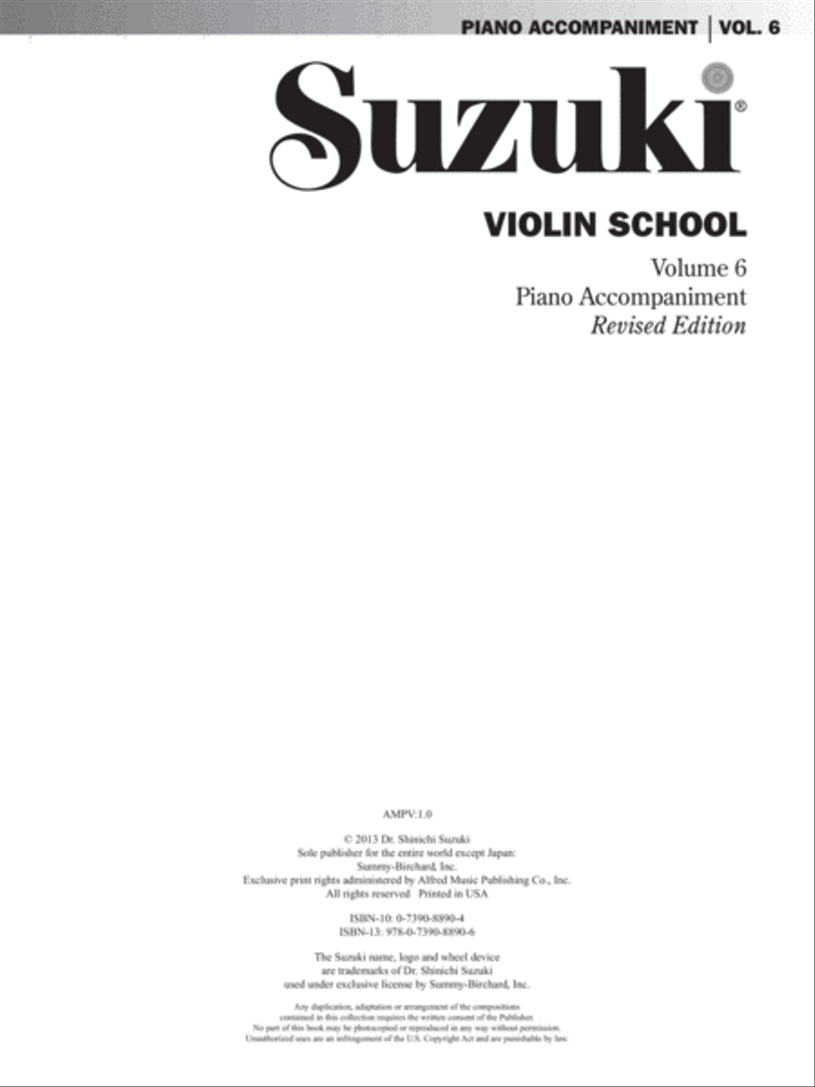 Suzuki Violin School, Volume 6 image number null