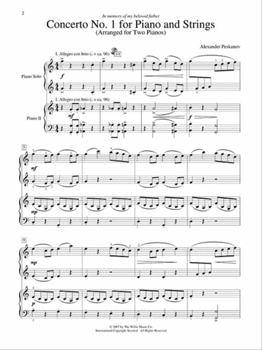 Concerto No. 1 for Piano and Strings Piano scores gallery preview page 4
