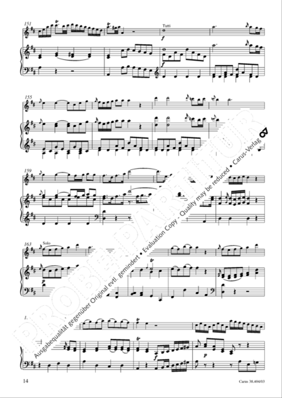 Concerto for Flute in D major (Concerto per il Flauto traverso in D / Flotenkonzert in D) Flute Solo scores gallery preview page 15
