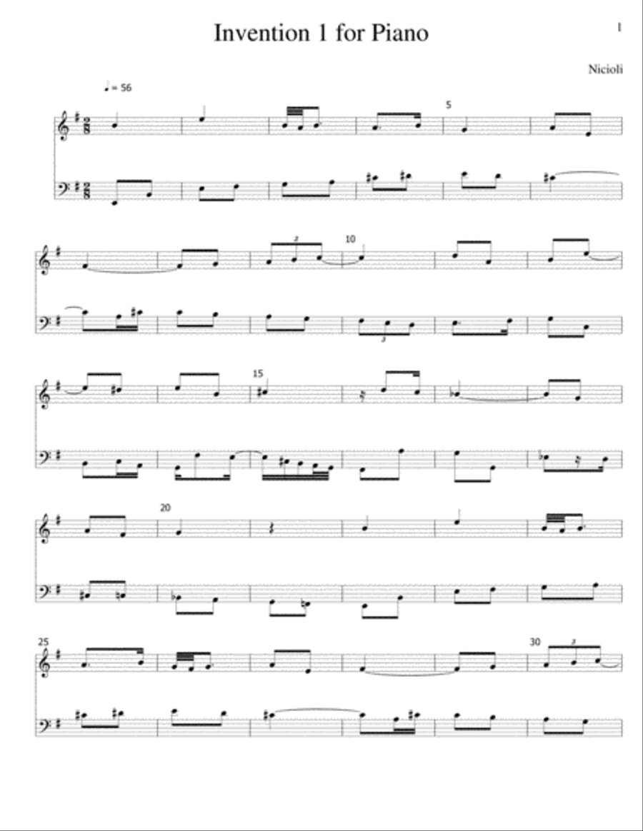 This is a little invention for piano. Piano Solo scores gallery preview page 1