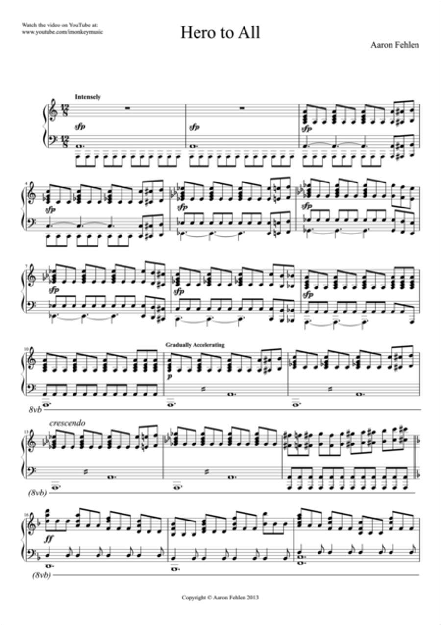 Hero to All Piano Solo scores gallery preview page 1