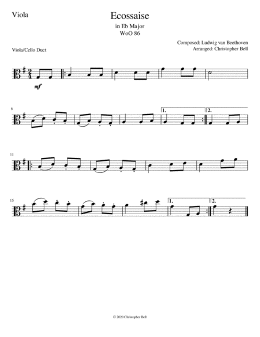 Ecossaise - Beethoven - Viola-Cello Duet String Duet scores gallery preview page 2