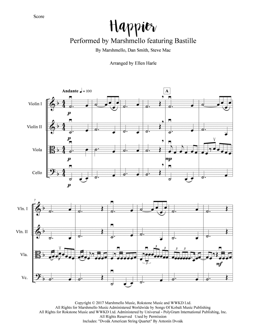 Happier Happier String Quartet scores gallery preview page 1