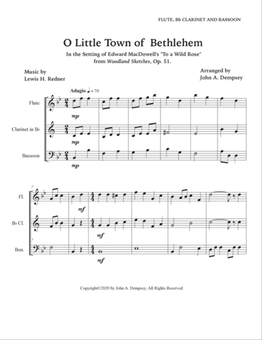 O Little Town of Bethlehem (Woodwind Trio): Flute, Clarinet and Bassoon image number null