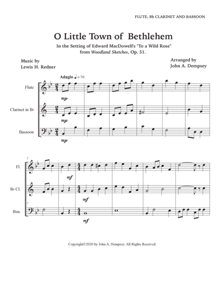 O Little Town of Bethlehem (Woodwind Trio): Flute, Clarinet and Bassoon image number null