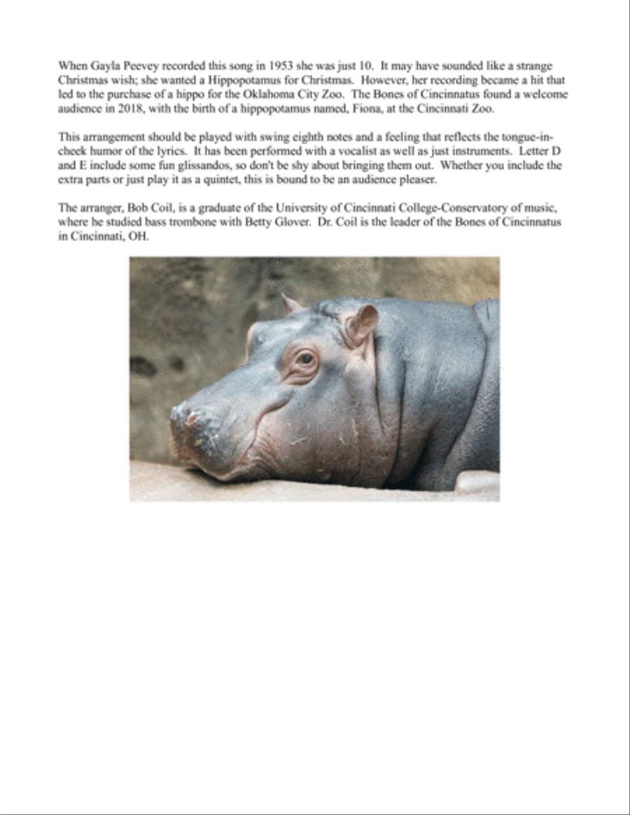 I Want A Hippopotamus For Christmas (Hippo The Hero) Small Ensemble scores gallery preview page 2