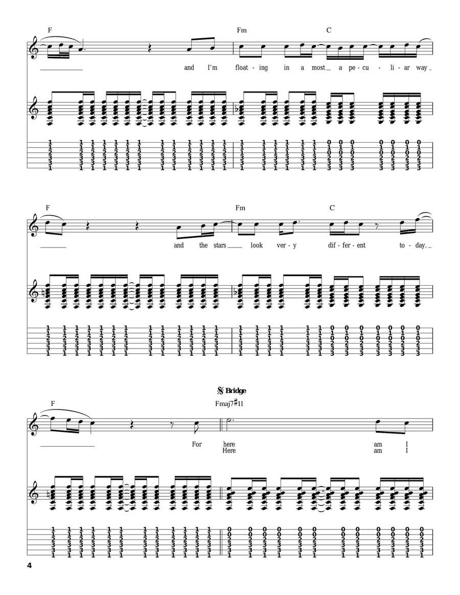 Space Oddity Acoustic Guitar scores gallery preview page 4