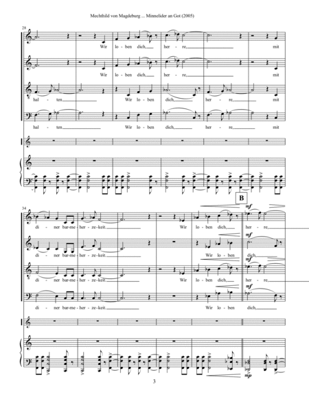 Mechthild von Magdeburg ... Minnelieder an Got (2005) for chorus, harp and string quintet (vocal sco image number null