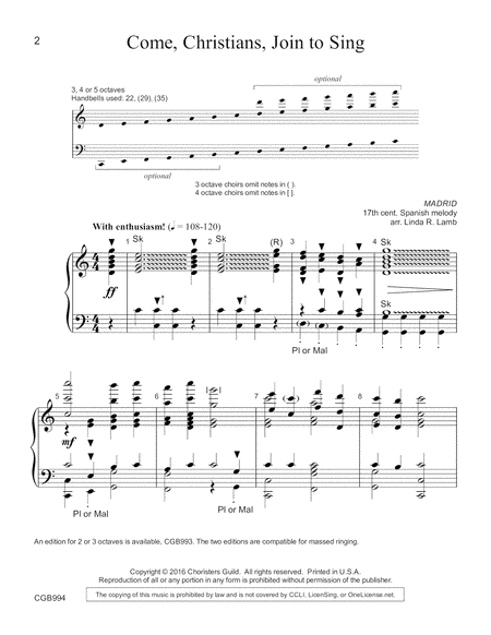 Come, Christians, Join to Sing (3, 4 or 5 octaves) image number null