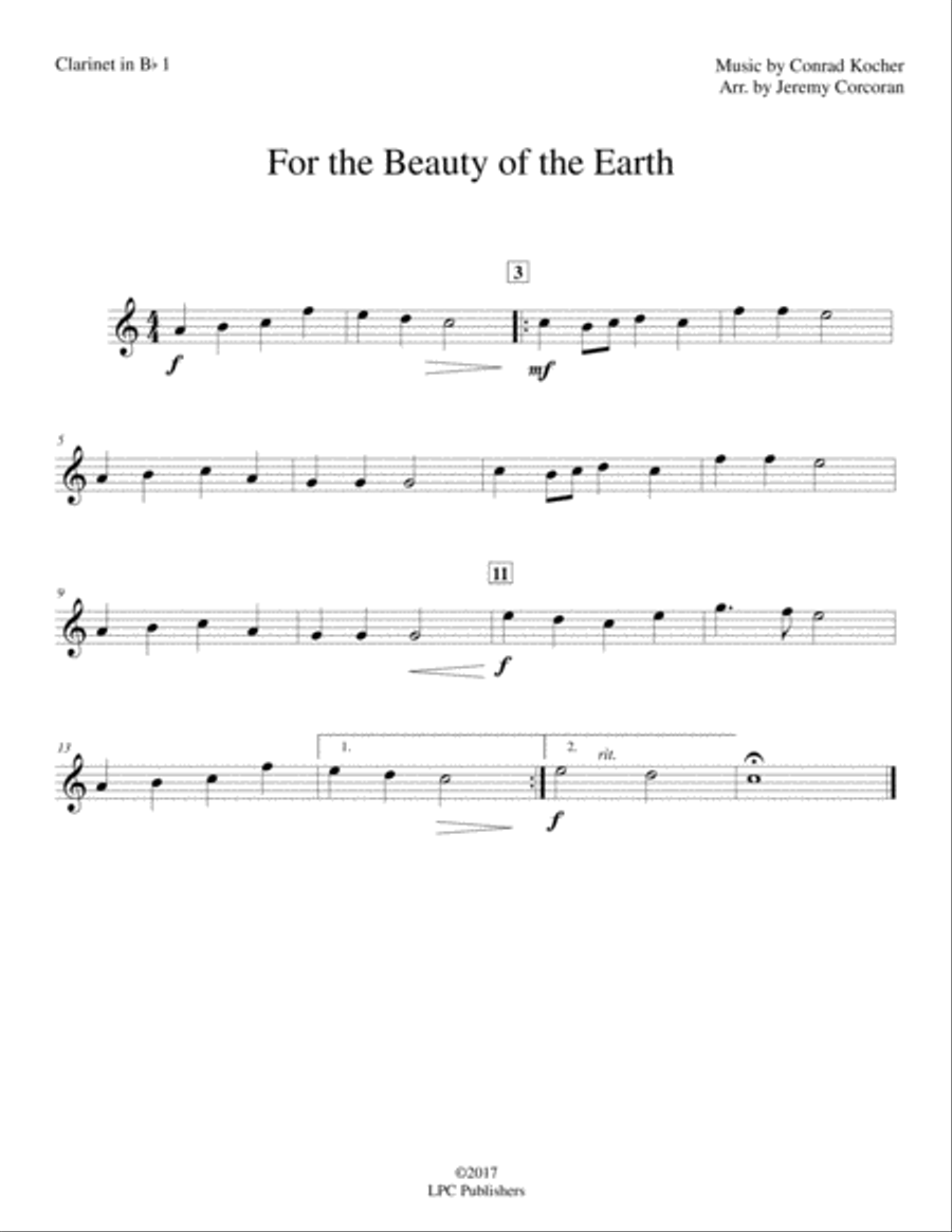 For the Beauty of the Earth for Clarinet Quartet For the Beauty of the Earth for Clarinet Quartet Clarinet Quartet scores gallery preview page 3