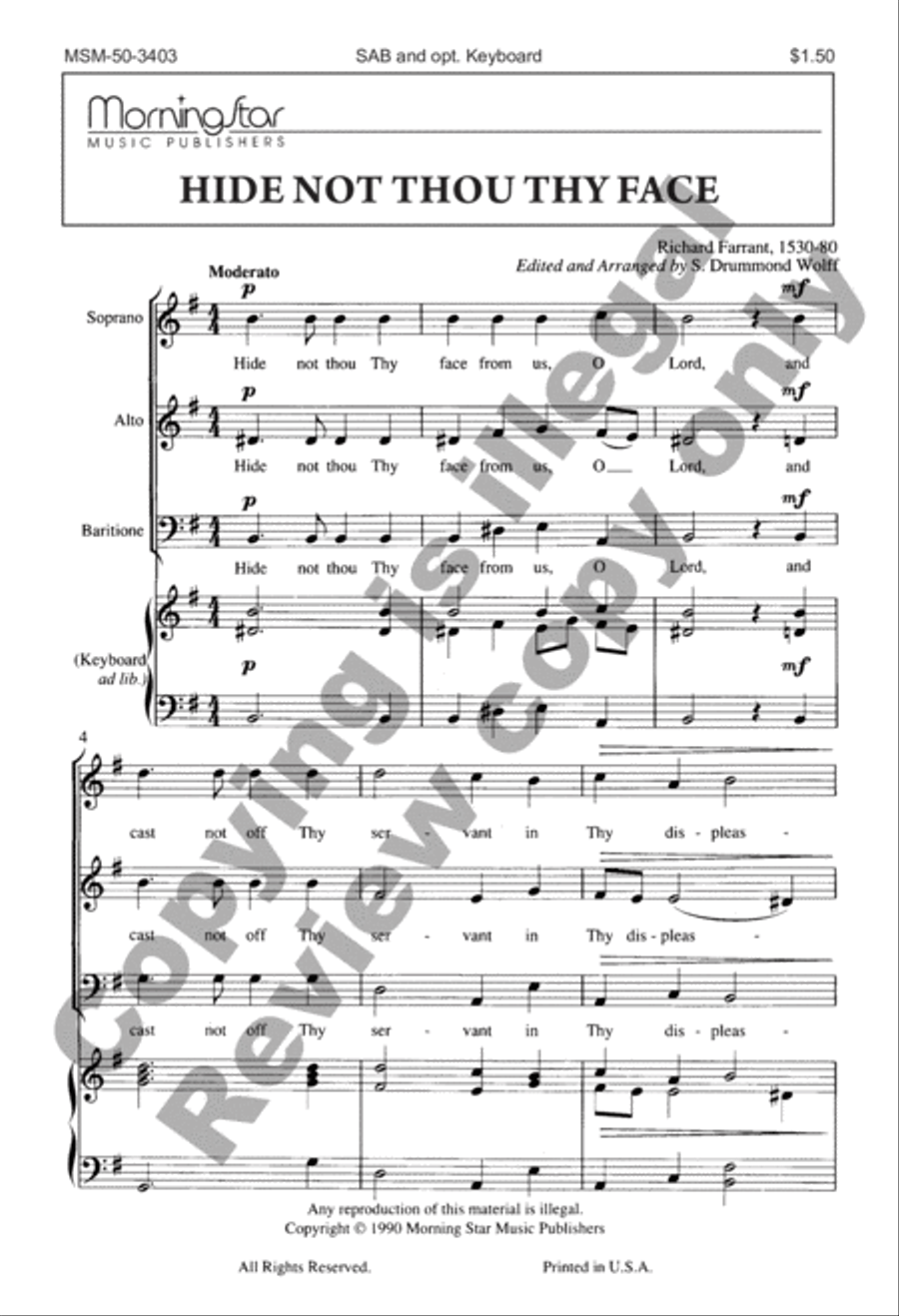 Hide Not Thou Thy Face 3-Part scores gallery preview page 2