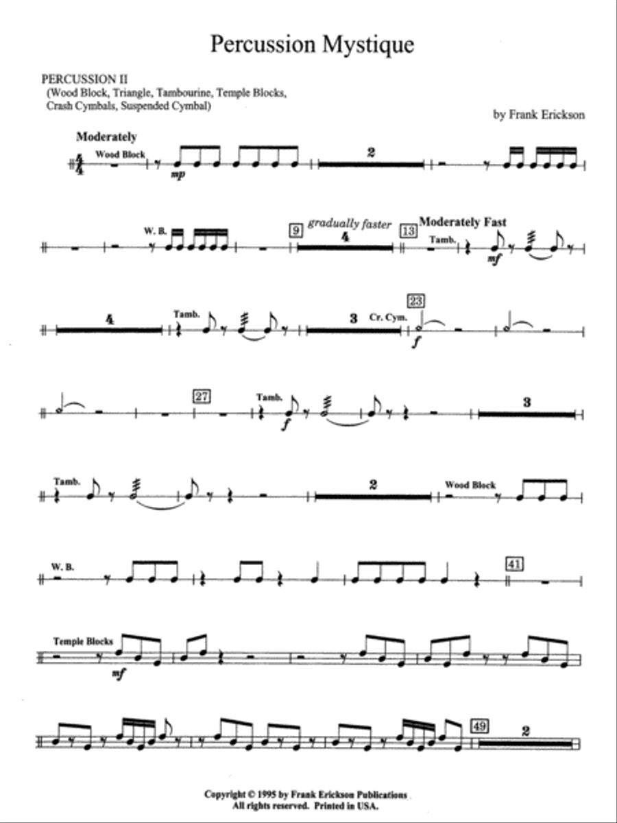 Percussion Mystique: 2nd Percussion Concert Band scores gallery preview page 1