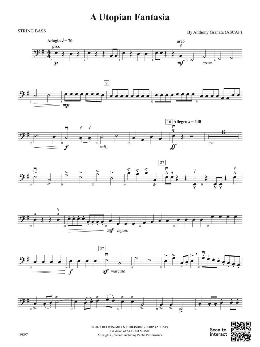 A Utopian Fantasia: String Bass String Orchestra scores gallery preview page 1