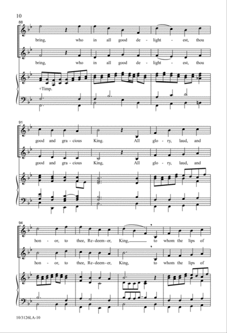 All Glory, Laud , and Honor 4-Part scores gallery preview page 8