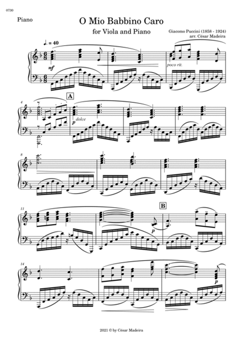 O Mio Babbino Caro by Puccini - Viola and Piano (Individual Parts) image number null