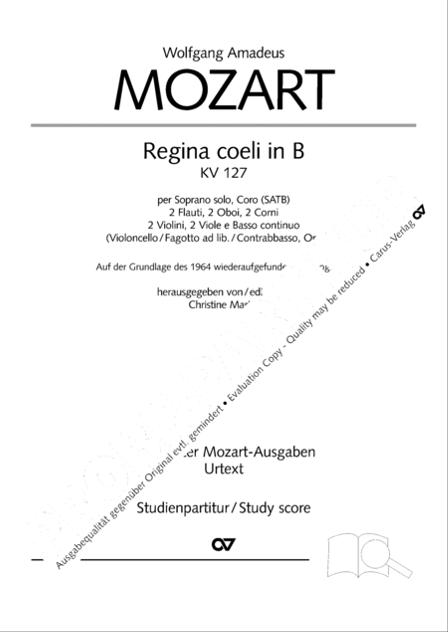 Regina coeli in B-Flat Major, K. 127 4-Part scores gallery preview page 44