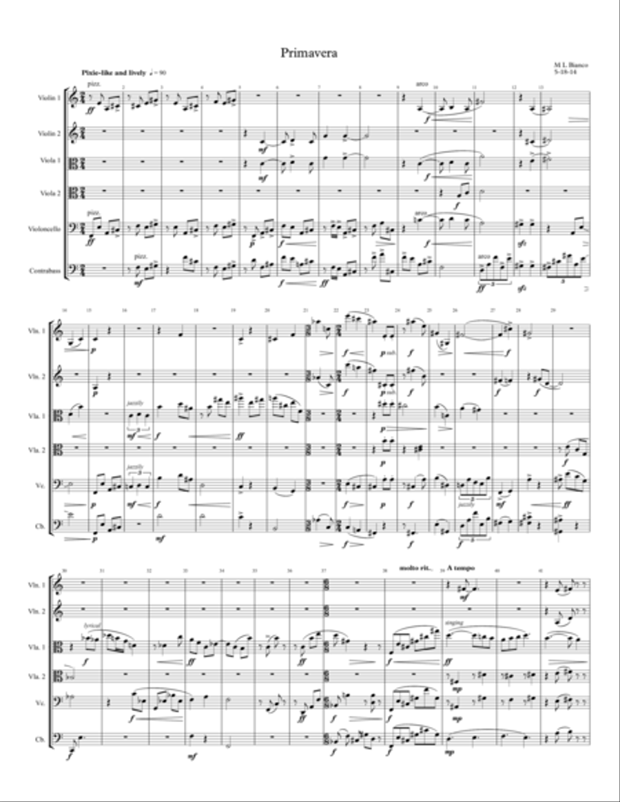 Primavera Primavera String Duet scores gallery preview page 1