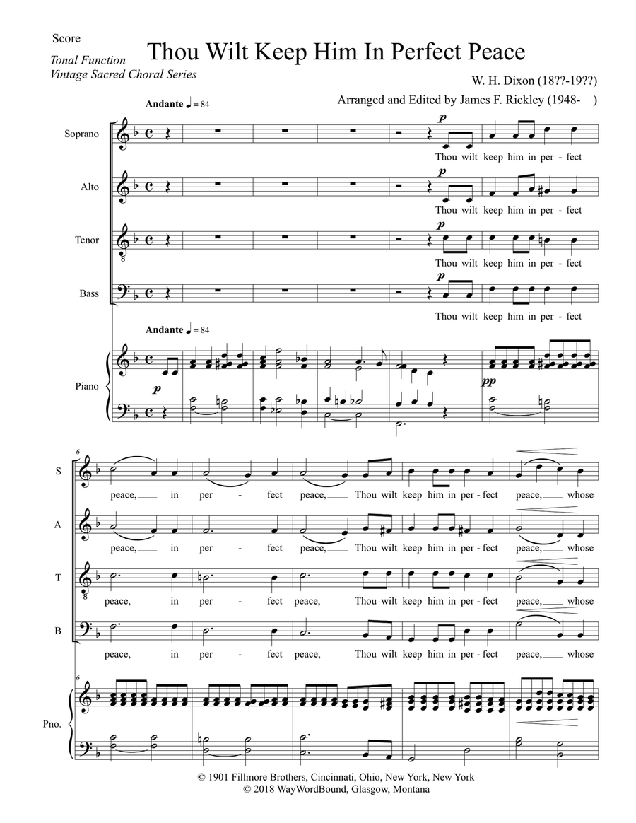 Thou Wilt Keep Him In Perfect Peace 4-Part scores gallery preview page 1