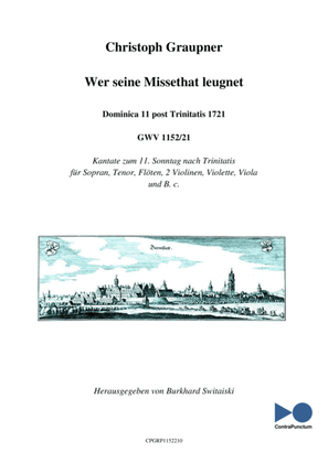 Book cover for Graupner Christoph Cantata Wer seine Missethat leugnet GWV 1152/21