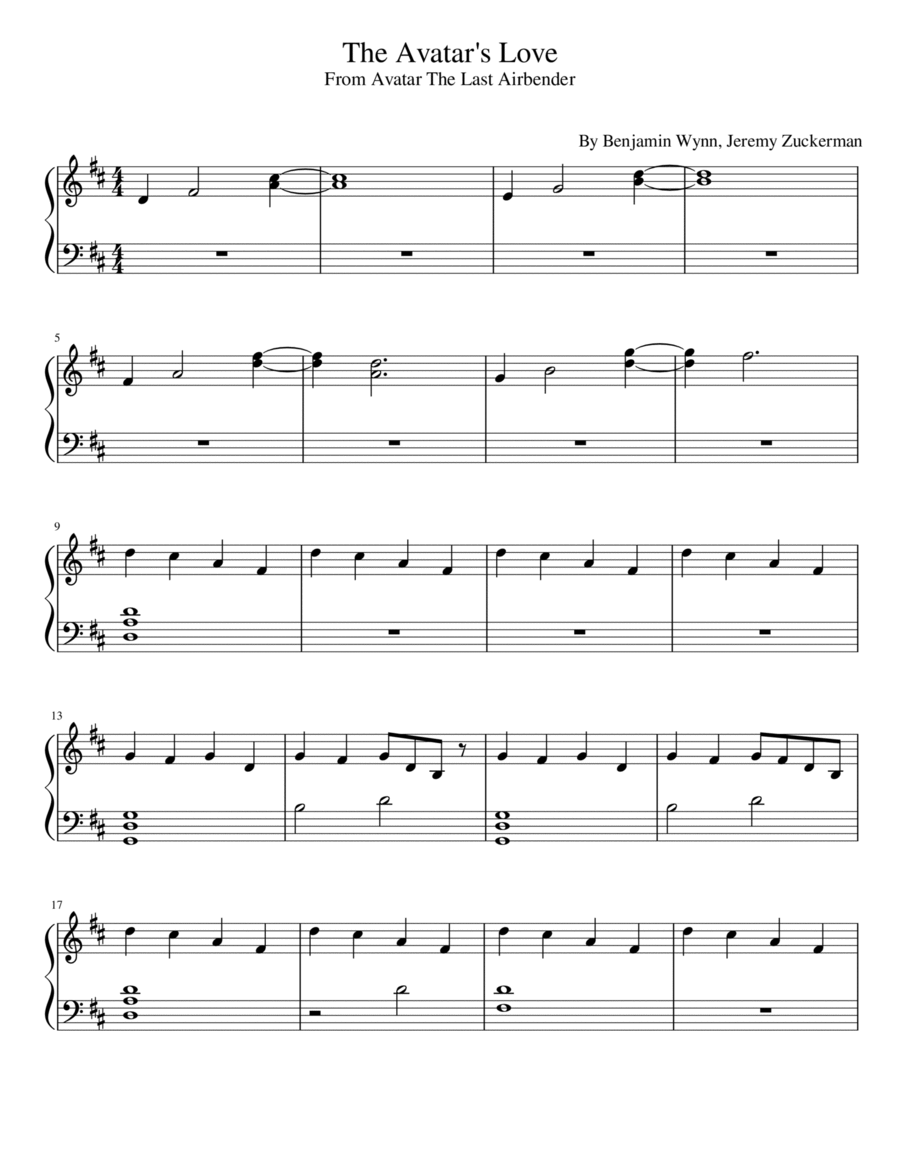 Avatar: The Last Airbender Easy Piano scores gallery preview page 1