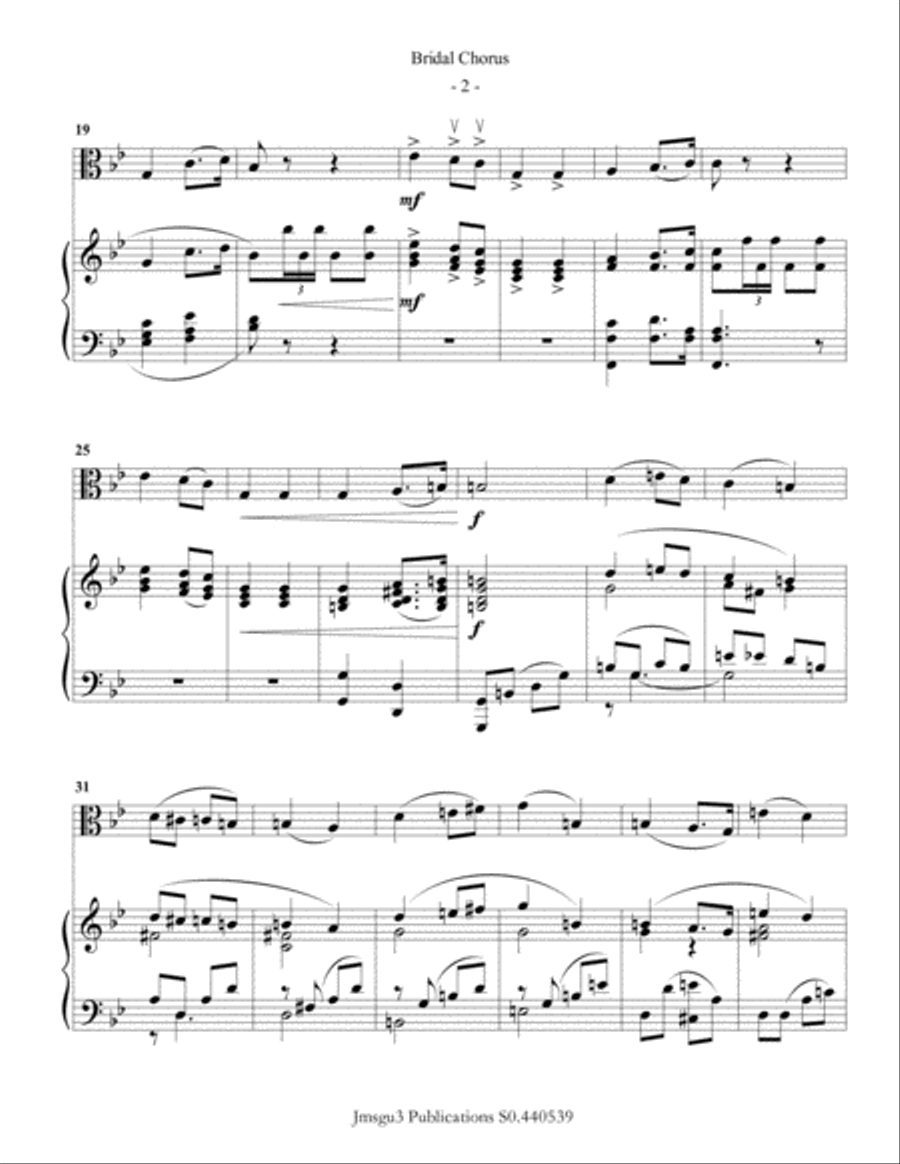 Wagner: Bridal Chorus for Viola & Piano Choir scores gallery preview page 2