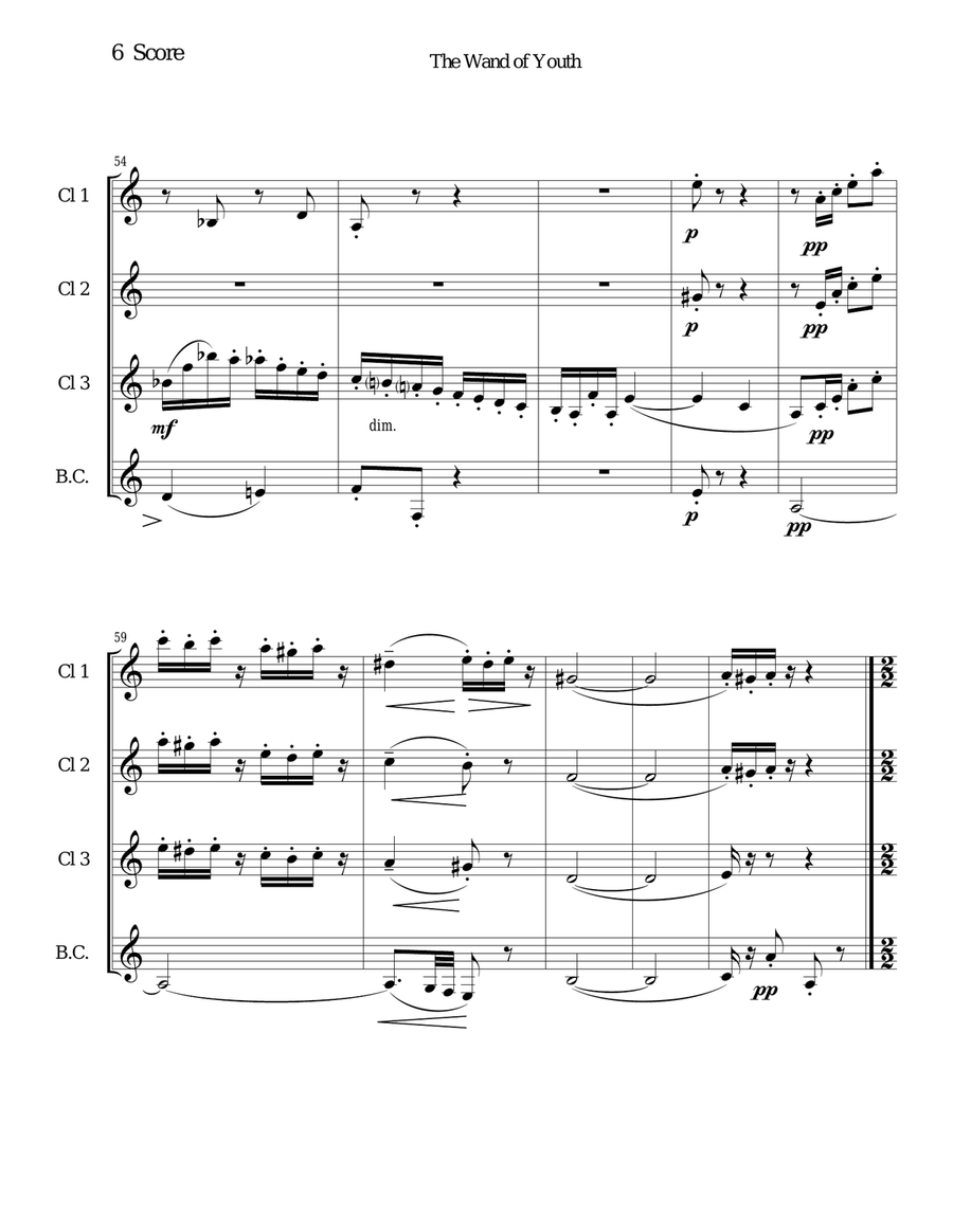 Wand of Youth Selections for clarinet quartet Clarinet Quartet scores gallery preview page 6