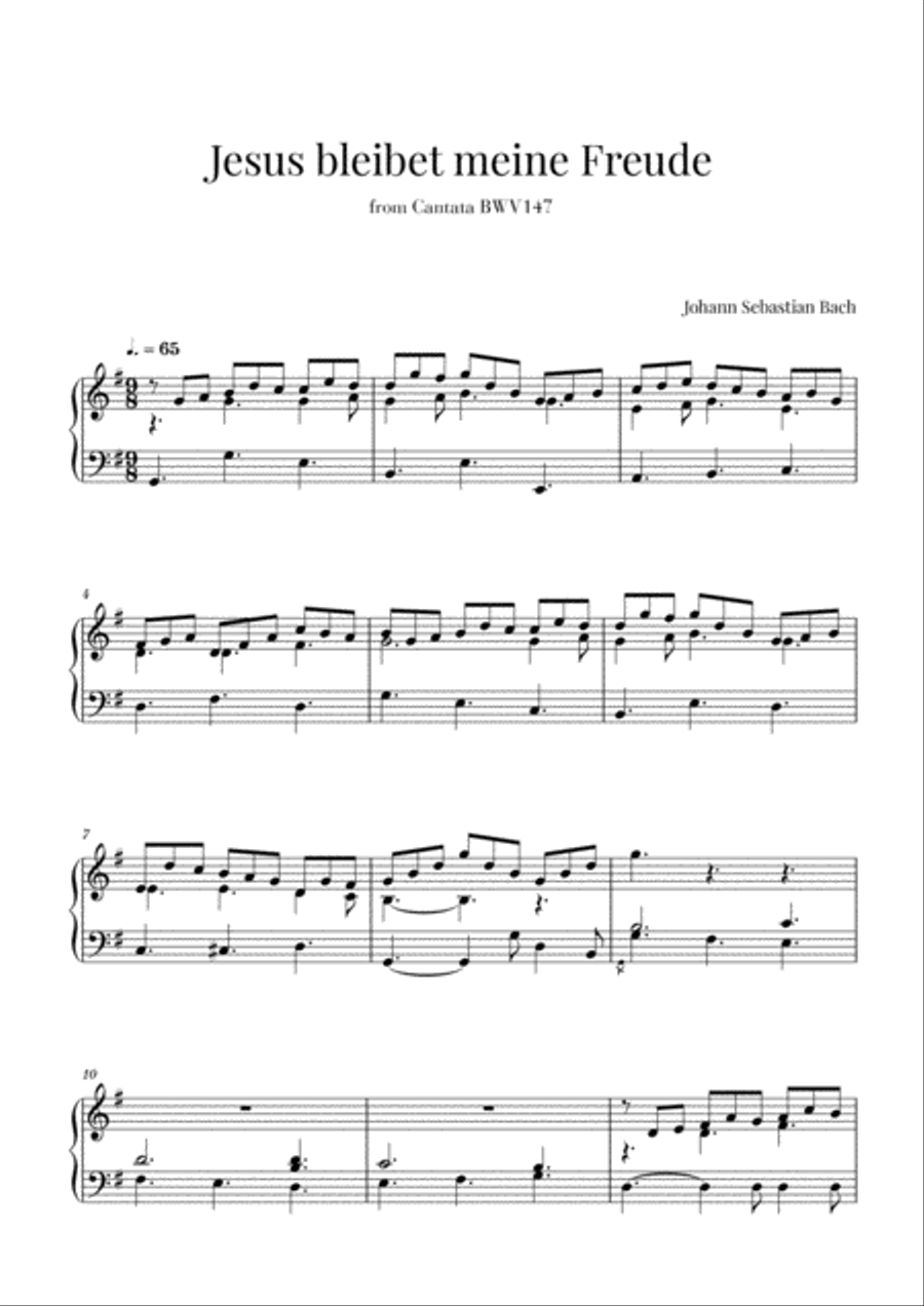 Bach - Jesus bleibet meine Freude for Piano Solo Piano Solo scores gallery preview page 1