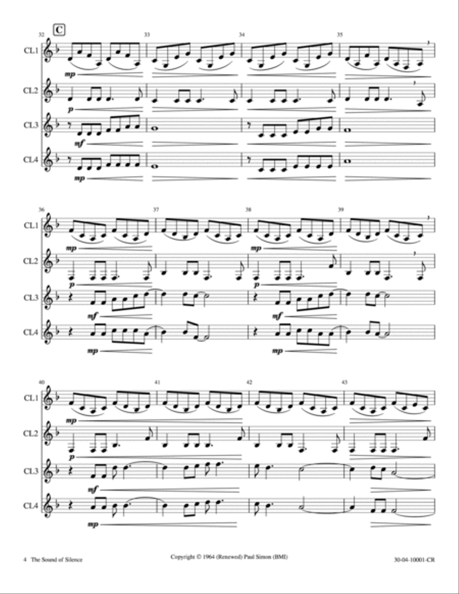 The Sound Of Silence Woodwind Ensemble scores gallery preview page 4