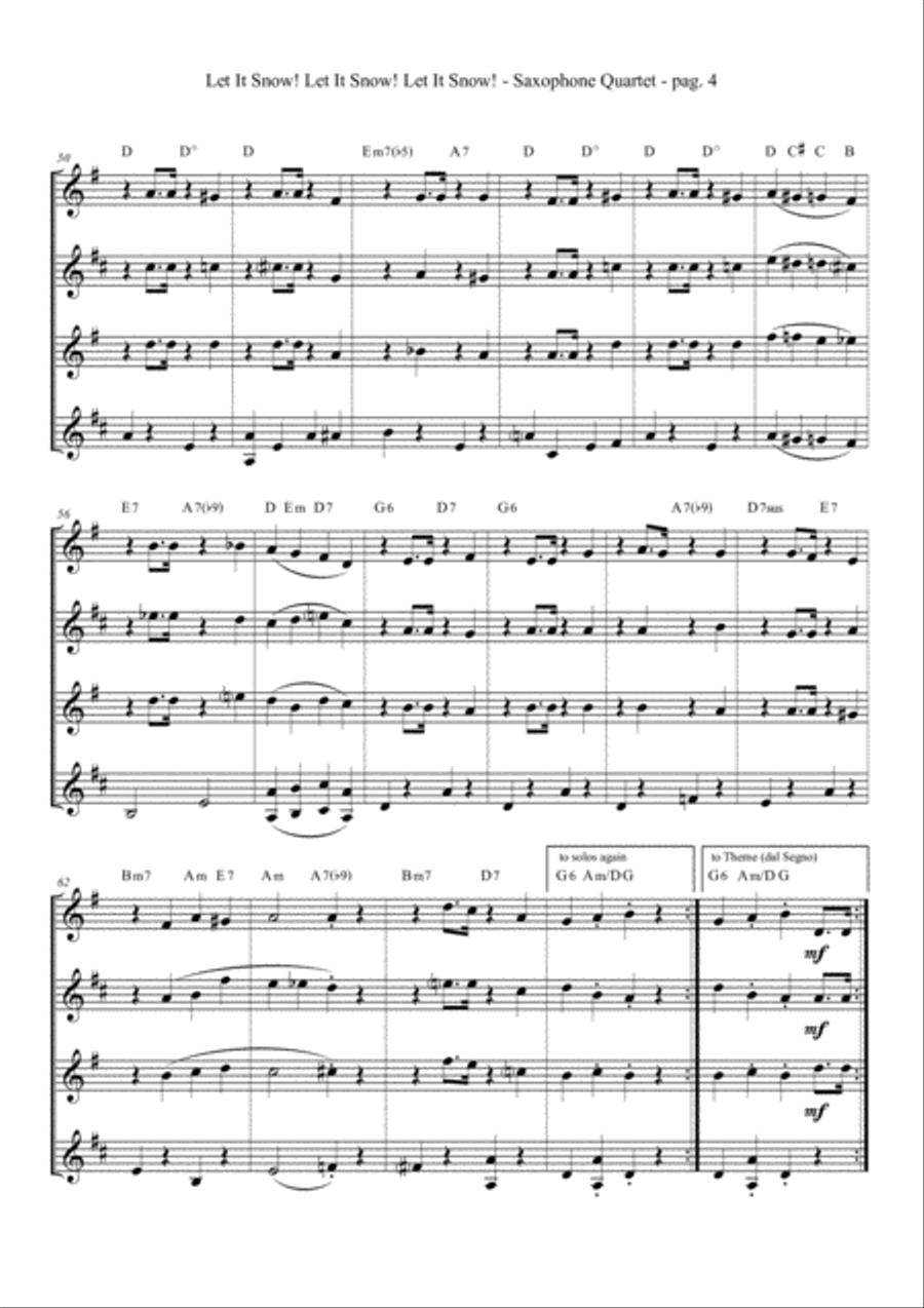 Let It Snow! Let It Snow! Let It Snow! Saxophone Quartet scores gallery preview page 6