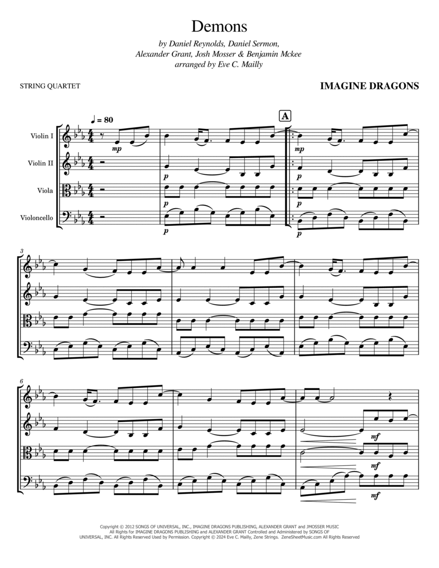 Demons String Quartet scores gallery preview page 1