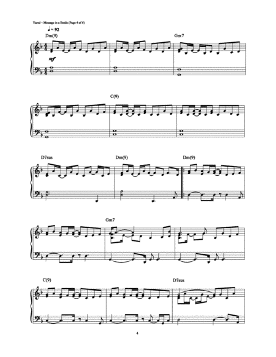 Message in a Bottle (Love Theme) Piano Solo scores gallery preview page 4