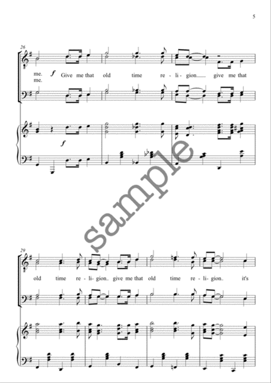 Give Me That Old Time Religion TTBB scores gallery preview page 5