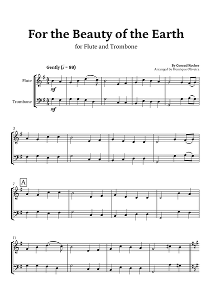 For the Beauty of the Earth (for Flute and Trombone) - Easter Hymn image number null