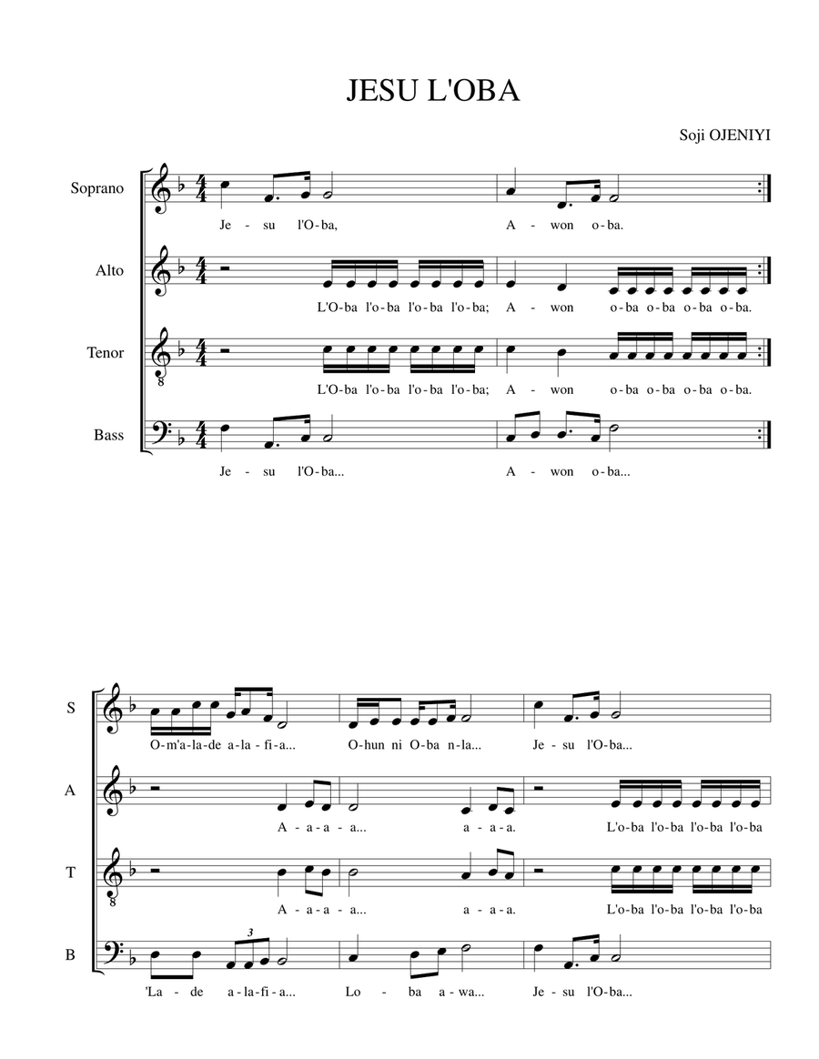 Jesu L'Oba Jesu L'Oba 4-Part scores gallery preview page 1