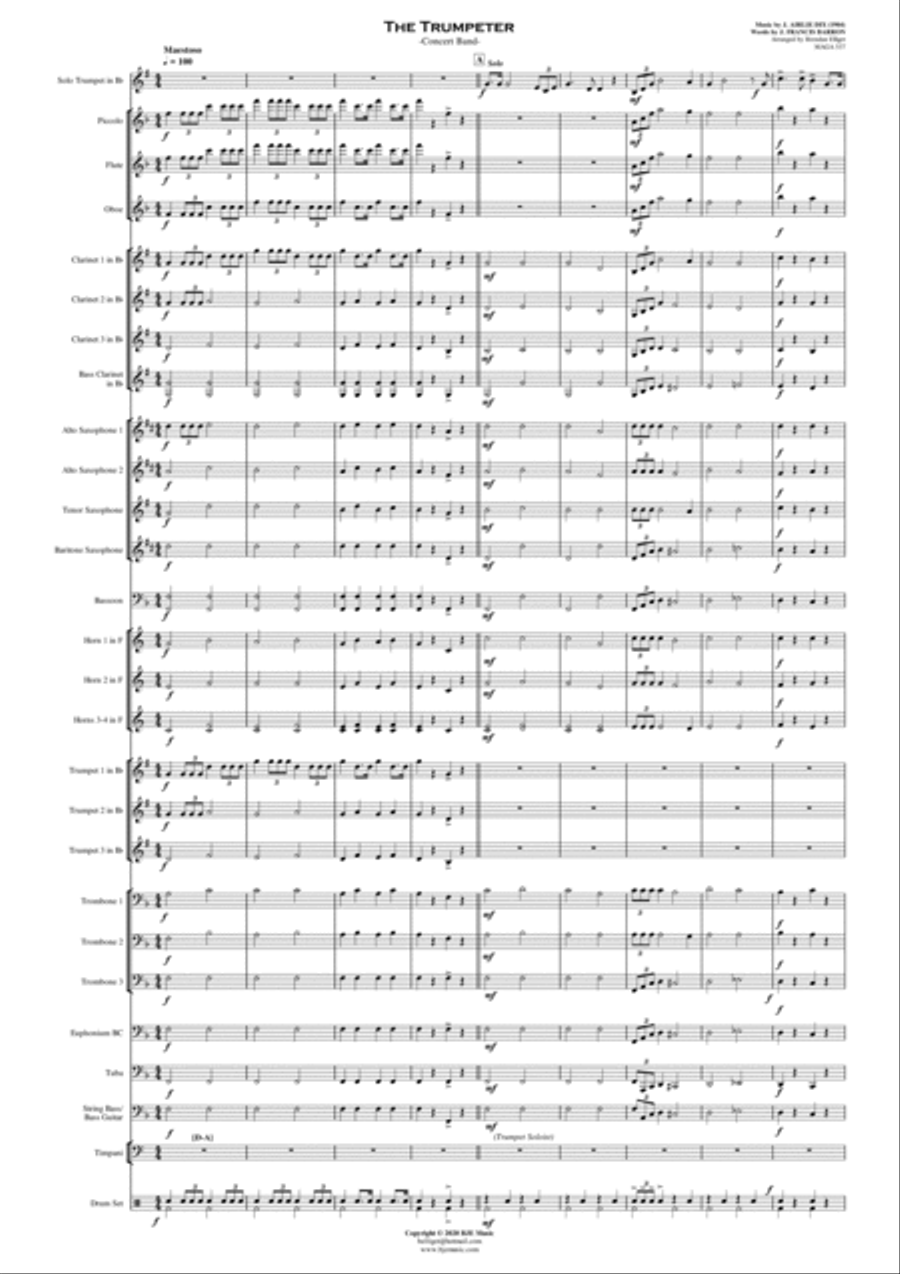 The Trumpeter - Solo Trumpet and Concert Band Score and Parts PDF Concert Band scores gallery preview page 2