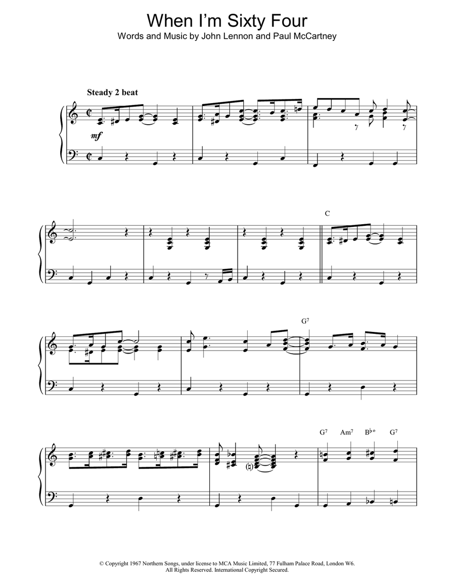 When I'm Sixty-Four Piano Solo scores gallery preview page 1