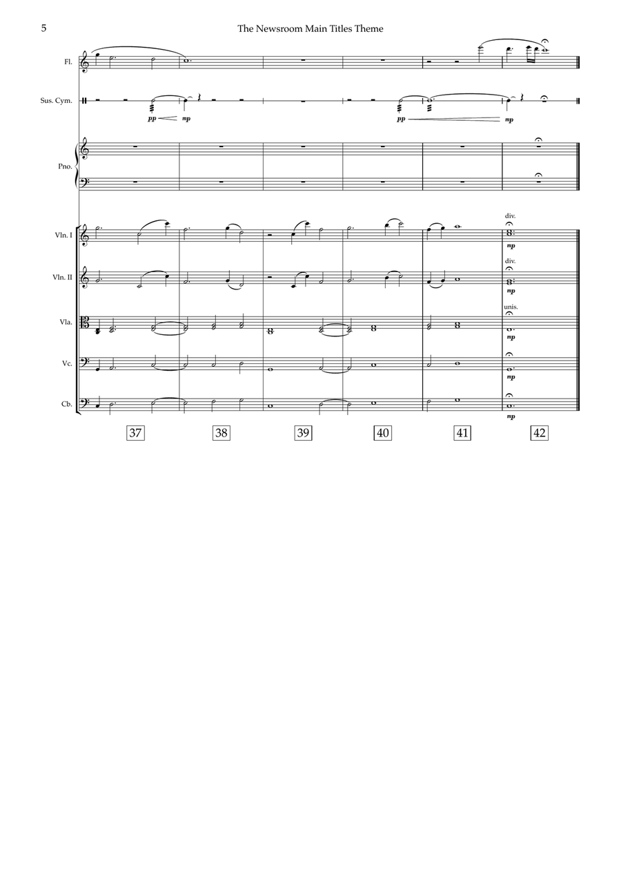The Newsroom Main Titles Theme Chamber Orchestra scores gallery preview page 6