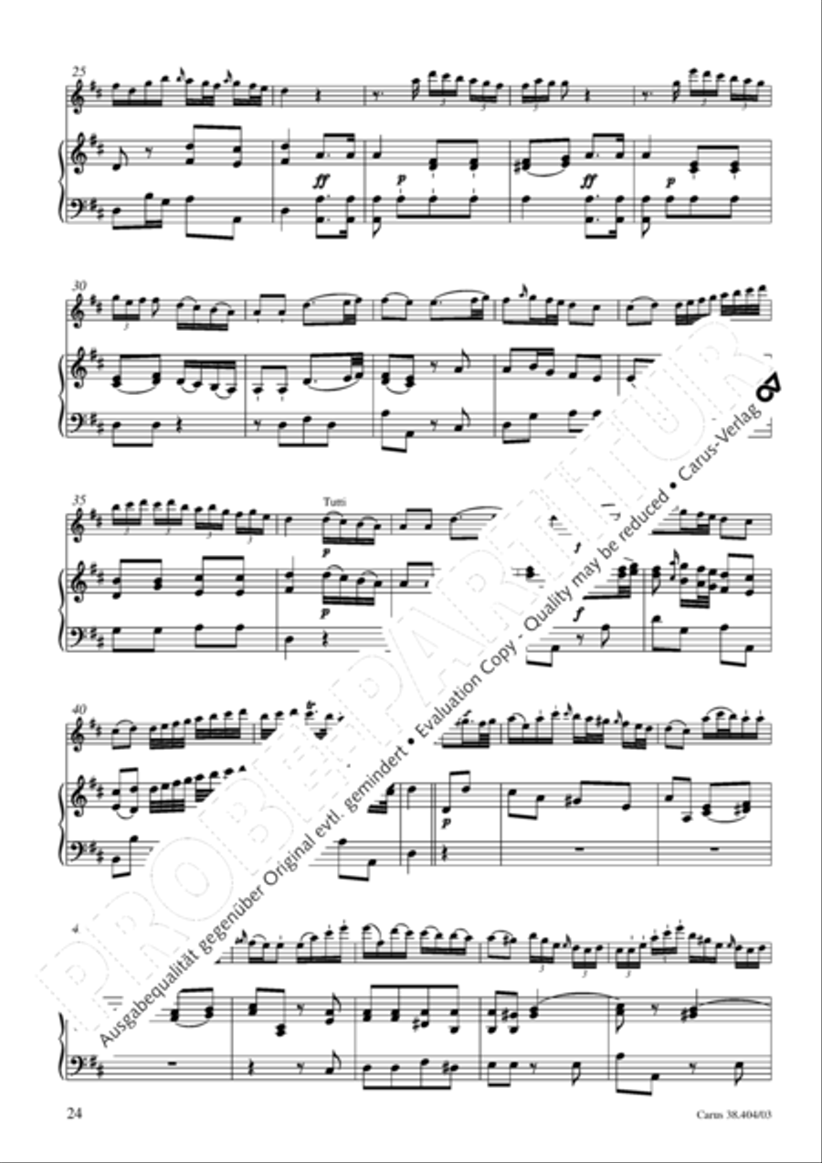 Concerto for Flute in D major (Concerto per il Flauto traverso in D / Flotenkonzert in D) Flute Solo scores gallery preview page 25