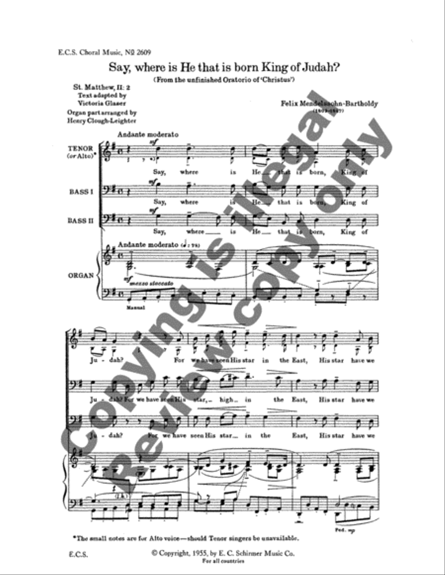 Say, Where is He that is Born King of Judah? 3-Part scores gallery preview page 3