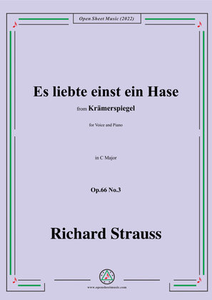 Book cover for Richard Strauss-Es liebte einst ein Hase,in C Major,Op.66 No.3