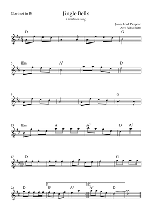 Jingle Bells (Christmas Song) for Clarinet in Bb Solo with Chords