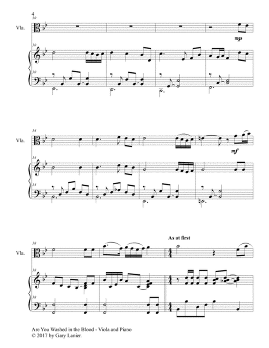 ARE YOU WASHED IN THE BLOOD (Duet - Viola & Piano with Score/Part) image number null