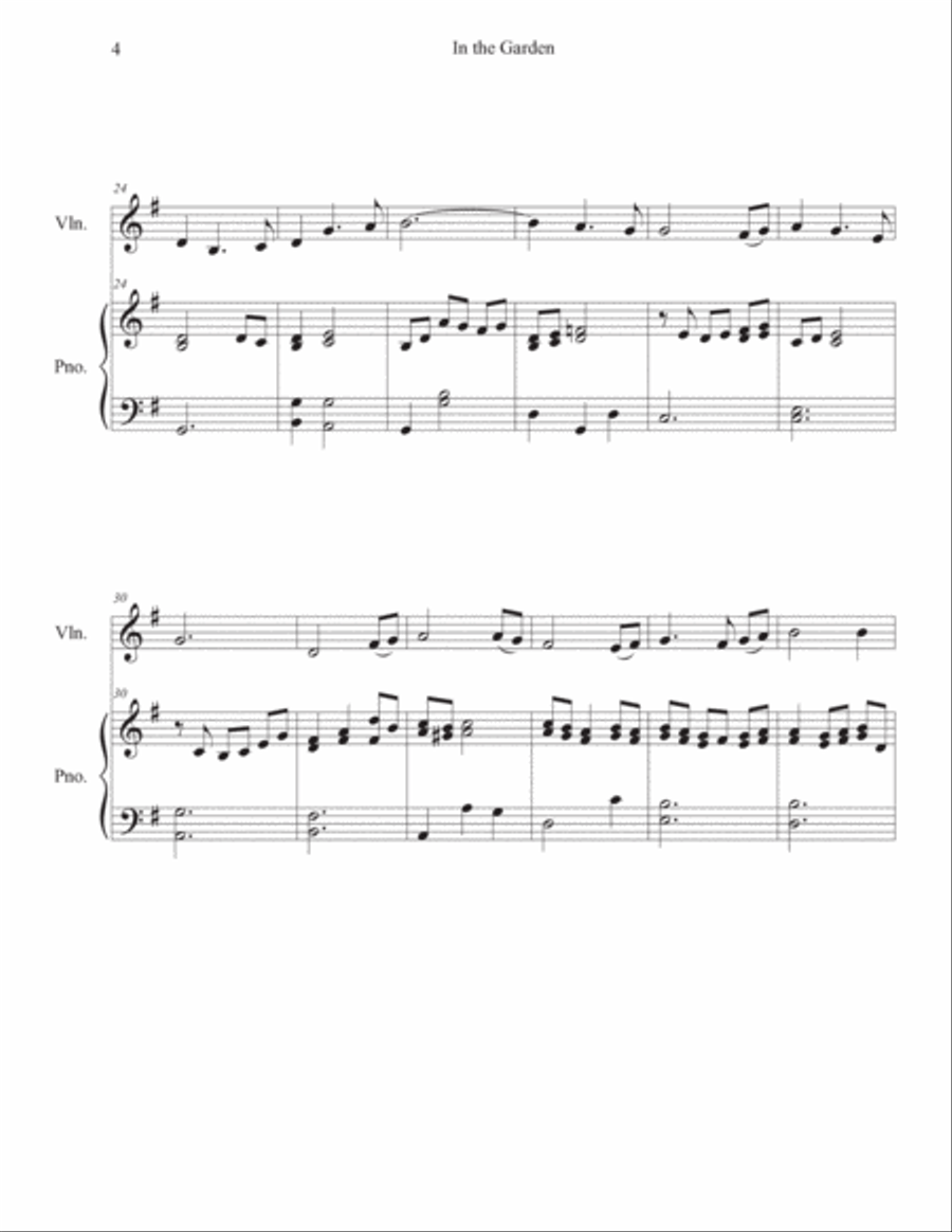In the Garden Intermediate Violin Solo in G Violin Solo scores gallery preview page 4