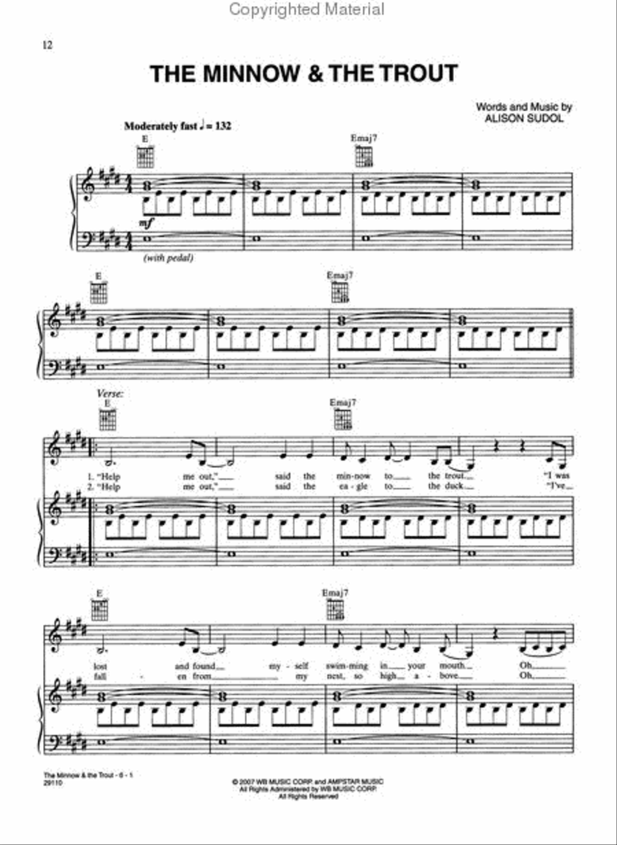 A Fine Frenzy - One Cell in the Sea Piano, Vocal, Guitar scores gallery preview page 3