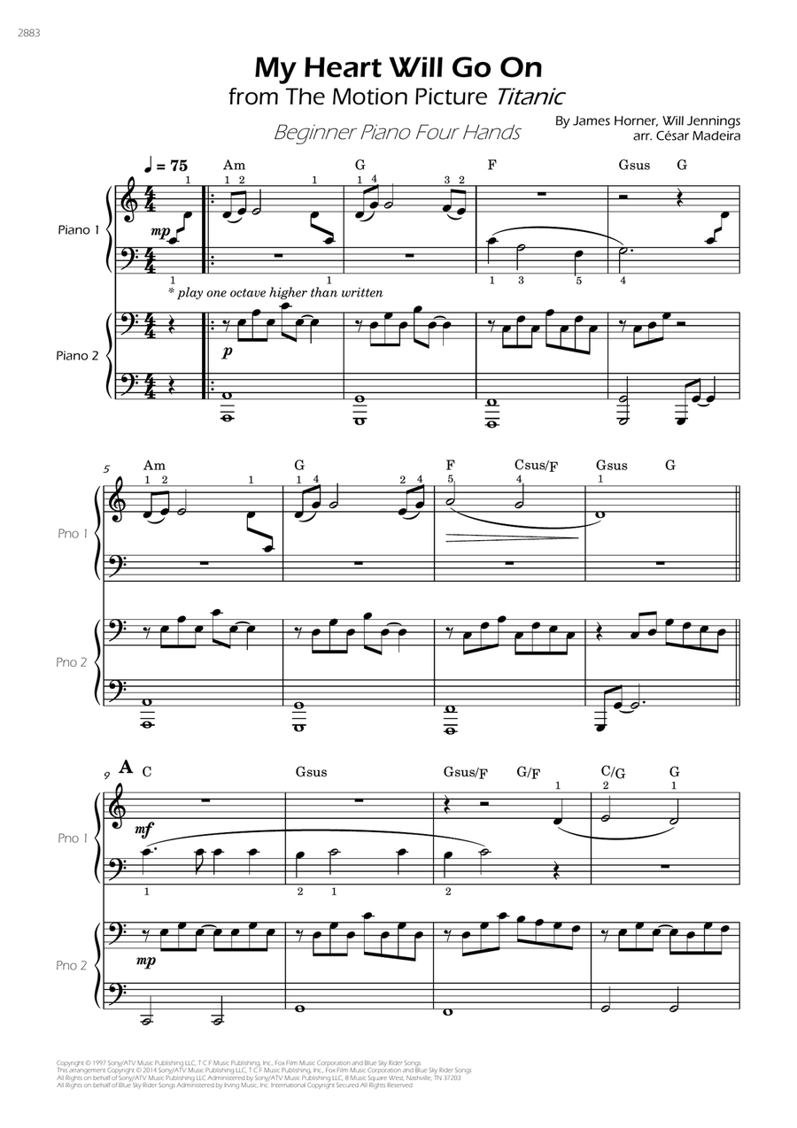 My Heart Will Go On (love Theme From 'titanic') 1 Piano, 4-Hands scores gallery preview page 1