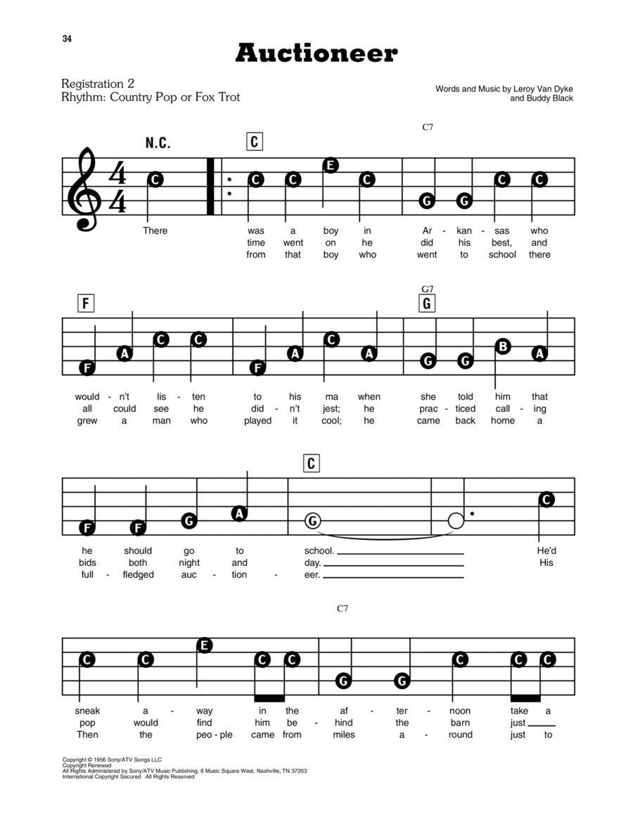 Auctioneer Auctioneer Electronic Keyboard scores gallery preview page 1