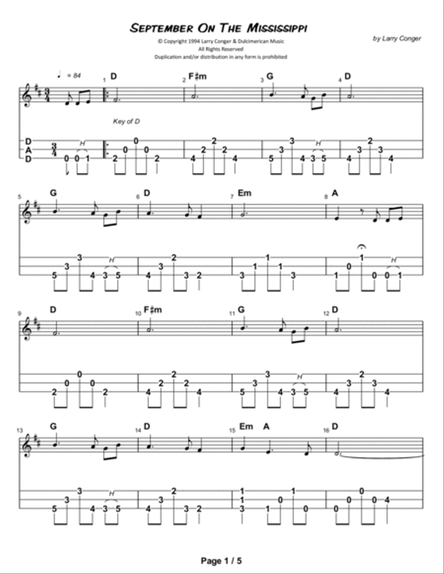 September On The Mississippi Dulcimer scores gallery preview page 2