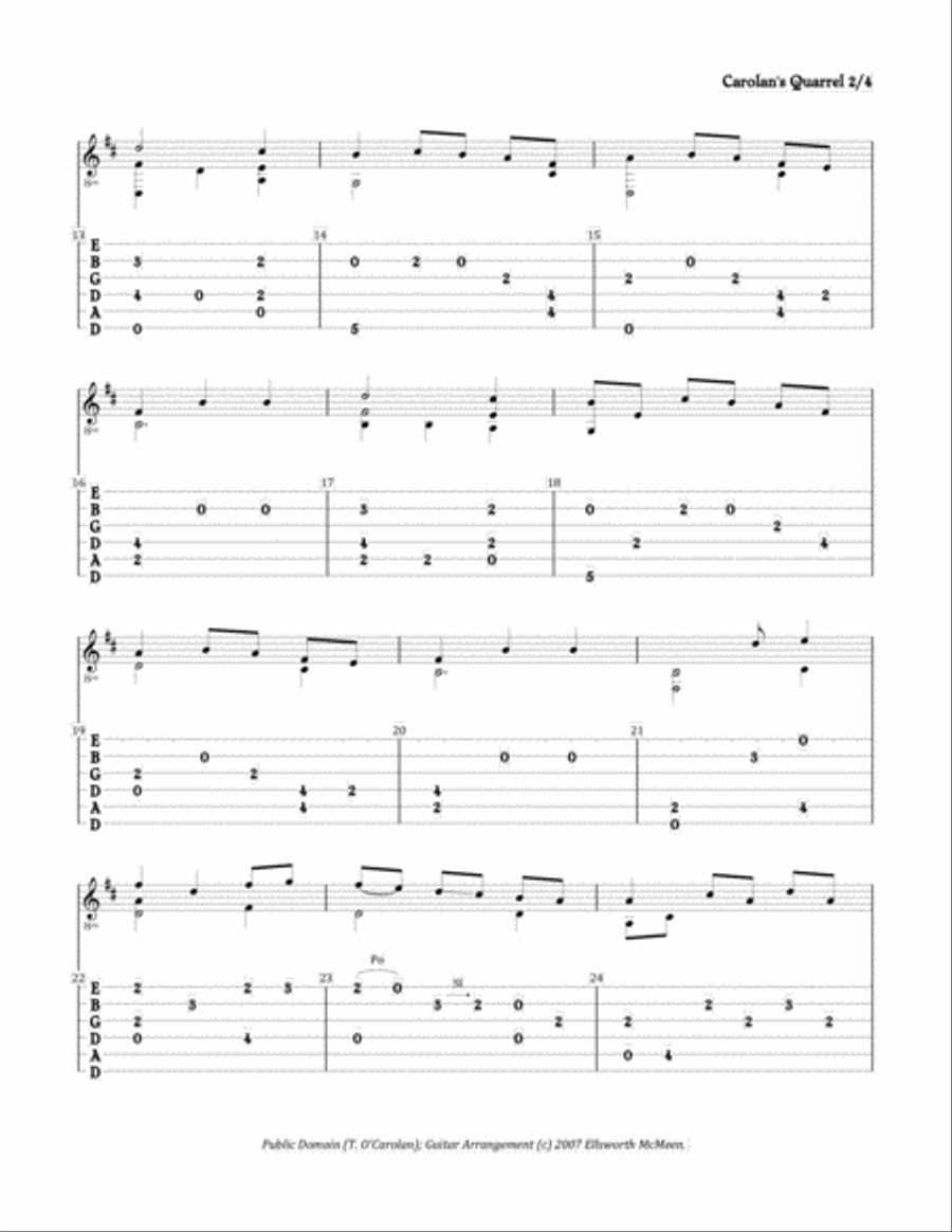 Carolan's Quarrel with the Landlady (For Fingerstyle Guitar Tuned Drop D) Acoustic Guitar scores gallery preview page 2