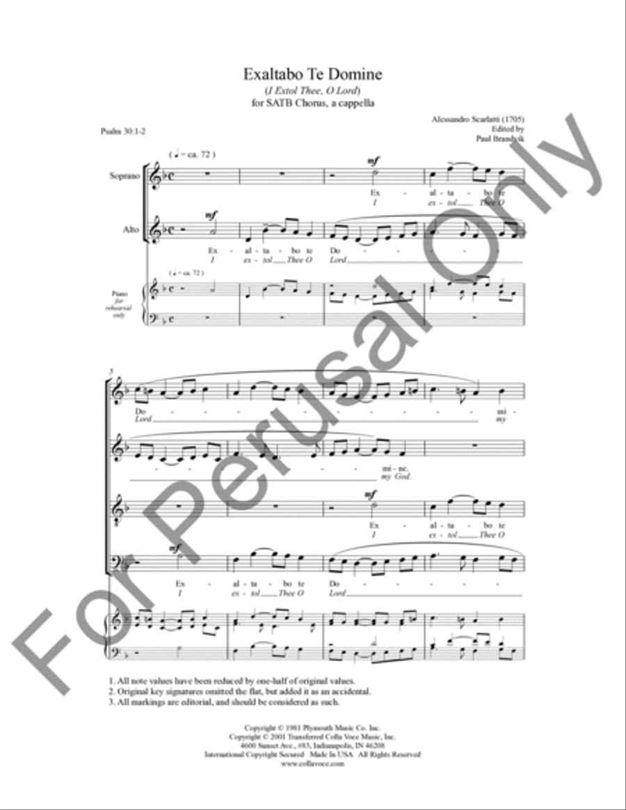 Exaltabo Te Domine 4-Part scores gallery preview page 2