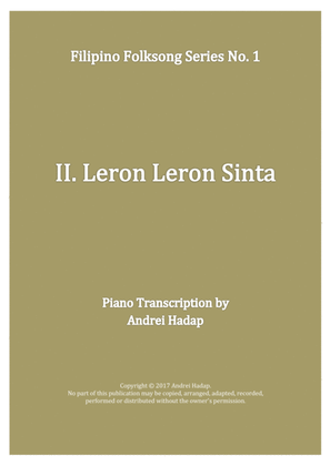Leron Leron Sinta - arranged for Piano Solo